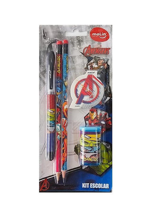 Kit Escolar Avengers c/ 05 itens molin 22230