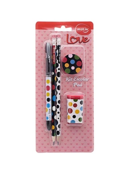 Kit Escolar Love Poá 4 Peças - Molin 31815