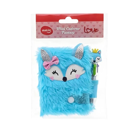 Mini Caderno Love Pelucia Raposa + Caneta 4 Cores - Molin 23498