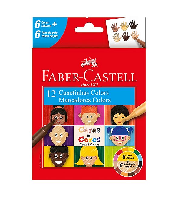 Canetinha Caras e Cores 12 Cores Faber-Castell - 150112CCZF