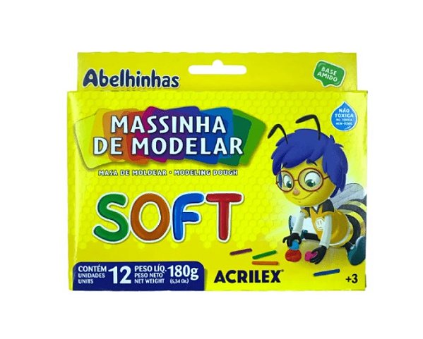 Massinha De Modelar Soft Abelinhas Com 12 Cores Acrilex - 07312