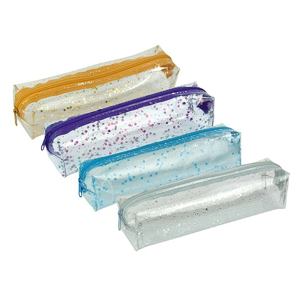 Estojo DAC em PVC cristal com glitter cores sortidas – 4351