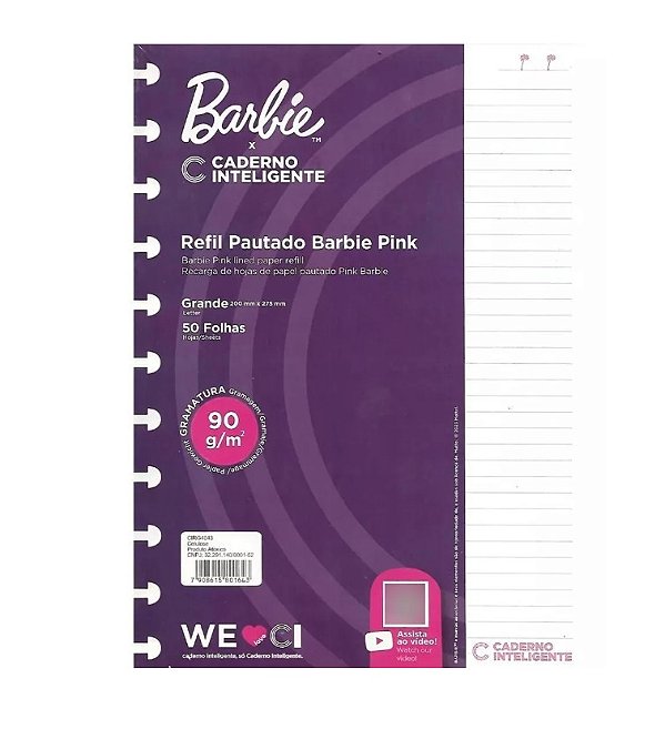 REFIL PAUTADO GRANDEBARBIE 50 FOLHAS 90G - CIRG4043