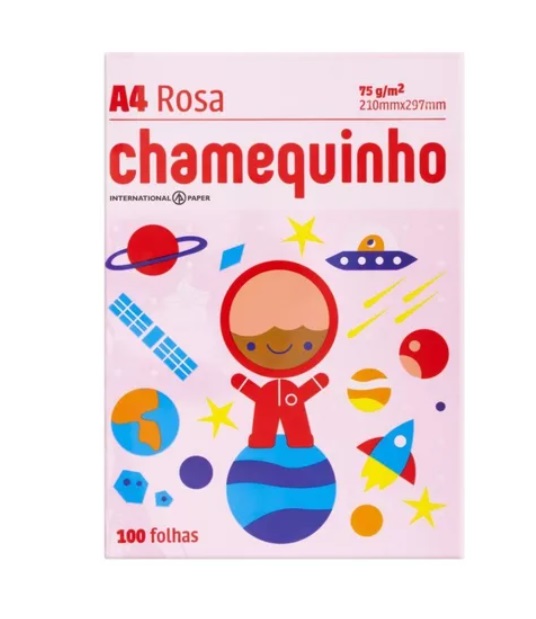 Papel Sulfite A4 Cores Chamequinho Escolar 75g 100 Folhas