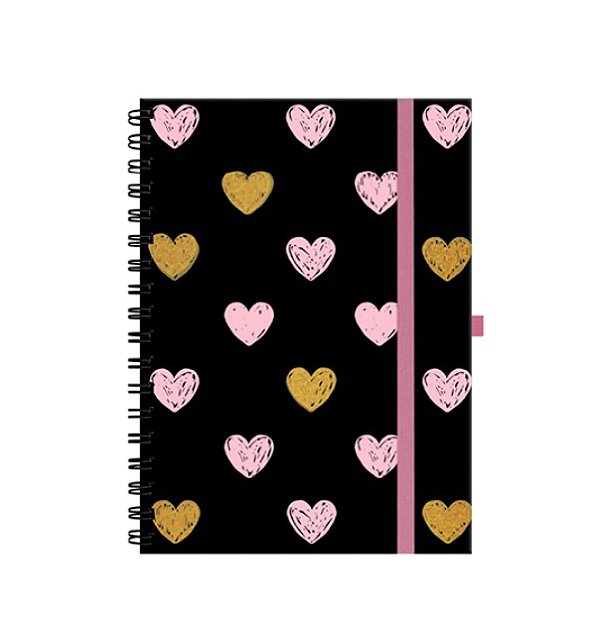 CADERNO COLLEGE ARGOLADO BLACK HEART - MOLIN - 40050