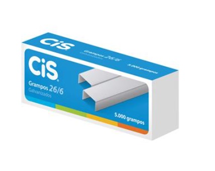 Grampo para grampeador 26/6 Galvanizado 5000 Grampos - Cis