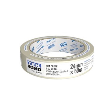 Fita crepe Branca 24mmx50m - Tekbond