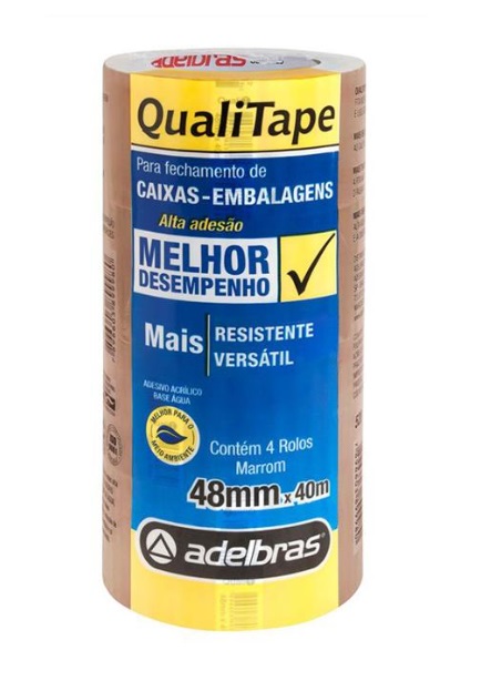 Fita para empacotamento Qualitape 48mmx40m. Marrom - Adelbras