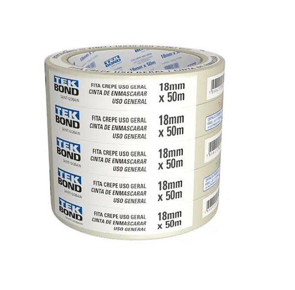 Fita crepe Branca 18mmx50m. - Tekbond