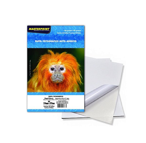 Papel Fotográfico 130G A4 Adesivo Brilhante Masterprint 50 folhas