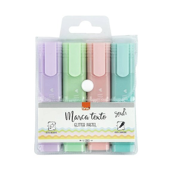 Marca Texto Glitter Pastel Brw C/4 Cores CA2025