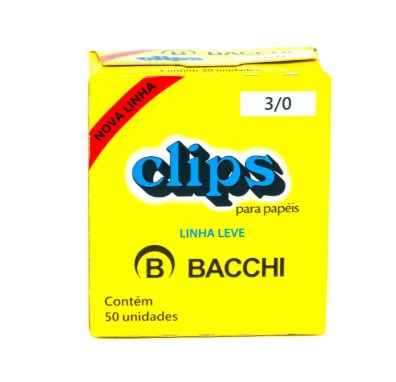CLIPS P/ PAPEIS 3/0 LEVE 50UND - BACCHI - 52020