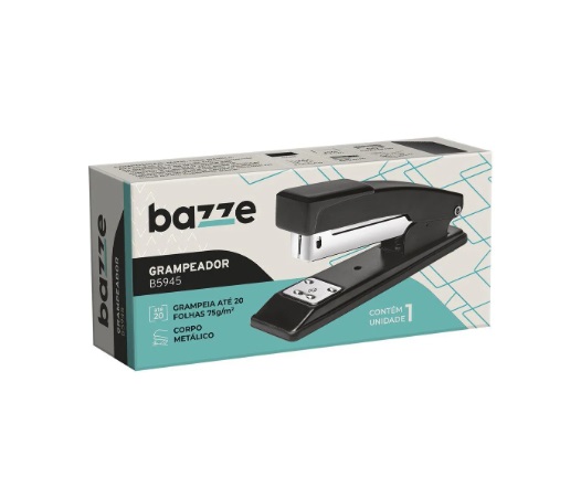 Grampeador Metal Bazze B5945g 26/6 para 30 fls. Preto - Bazze