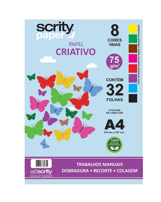 Bloco Criativo Liso A4 8 Cores 32 Folhas Color Set SCRITY