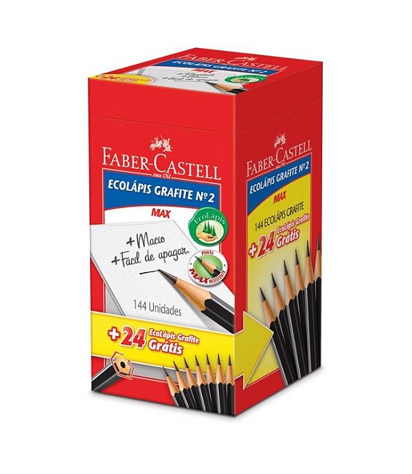 Lápis Preto Sextavado Ecolápis N.2 HB Preto - Faber-Castell