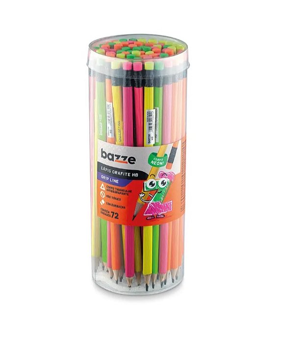 Lápis Grafite com Borracha - HB - Neon - Bazze 908407