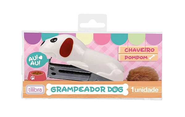 Grampeador 15 Folhas com Extrator Dog com Pompom - Tilibra 390836