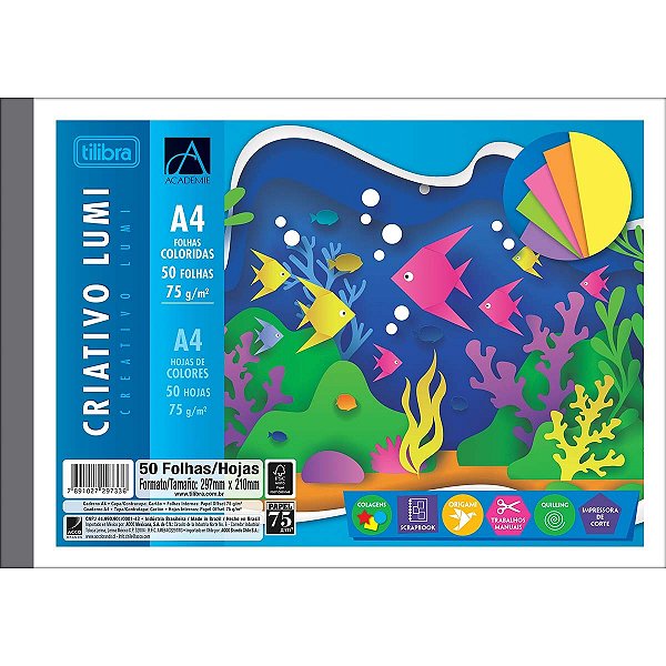Caderno Colado Criativo A4 Lumi Académie 50 Folhas Tilibra - 297330