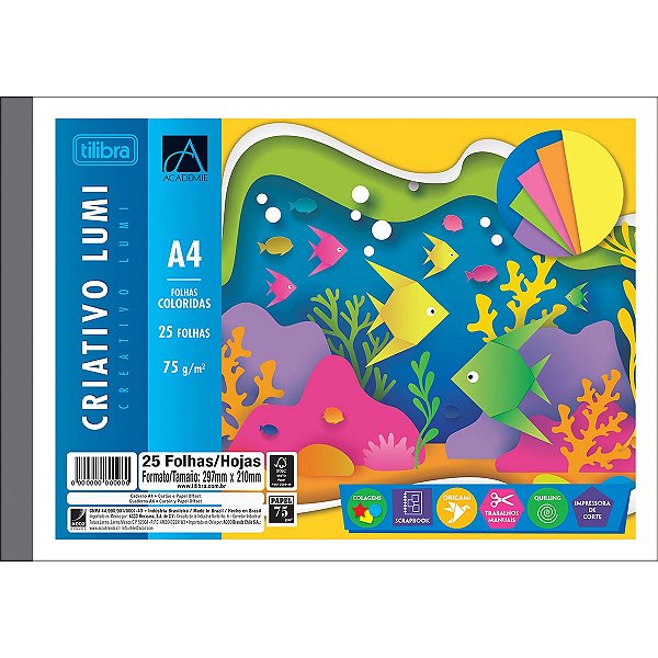Caderno Colado Criativo Lumi Académie A4 75g/m² 25 Folhas - Tilibra - 394807