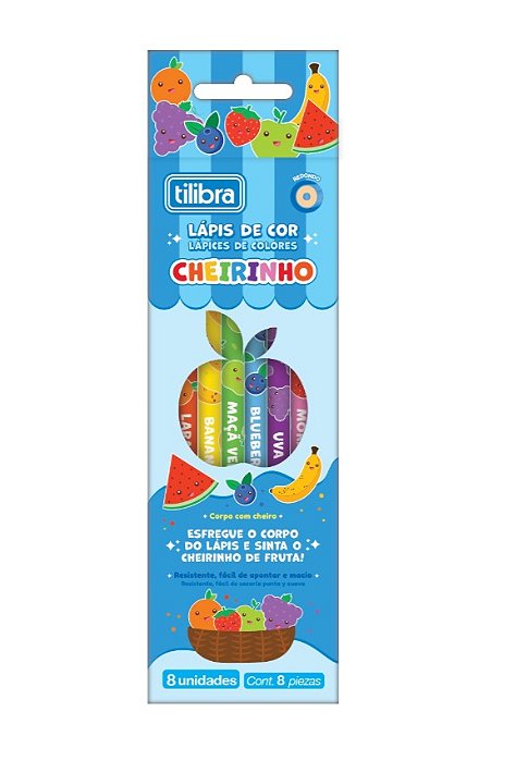 Lápis de Cor Corpo com Cheirinho 8 Cores Redondo - Tilibra 390488