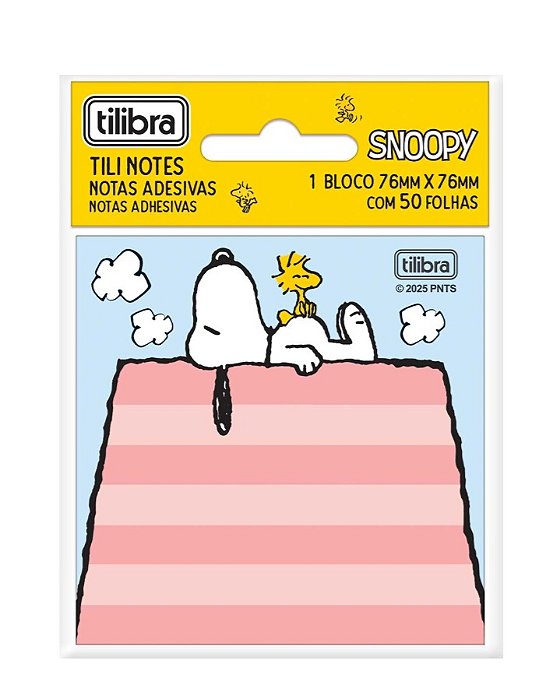 Bloco Adesivo Tili Notes Snoopy 76X76MM 50 Folhas - Tilibra 392782