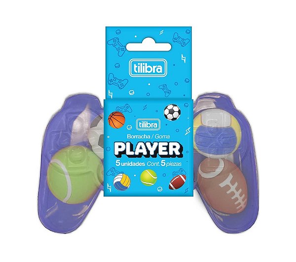 Borracha Player - Blister com 5 unidades - Tilibra 390348