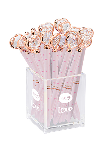 CANETA CORAÇÃO DE DIAMANTE CRYSTAL ROSE - MOLIN 01364