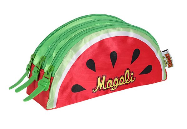 Estojo Escolar Infantil Triplo Monica Magali 3 Ziper Magali