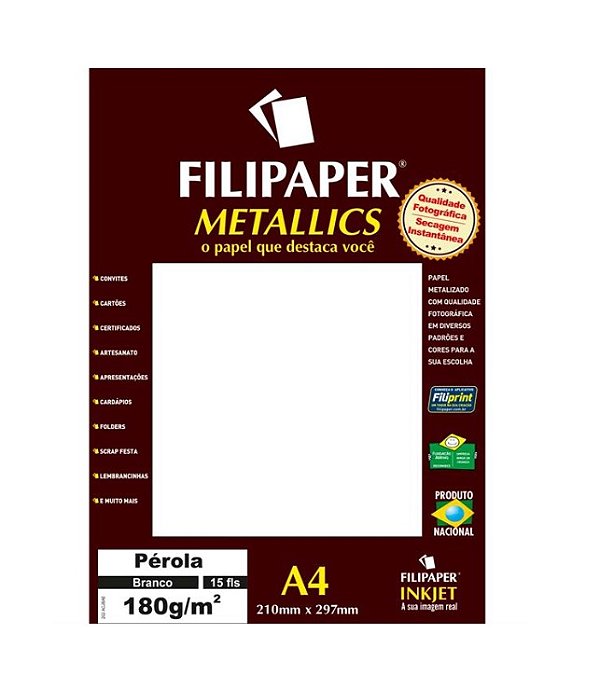 Papel A4 (metalico) Perola Branco 180gr