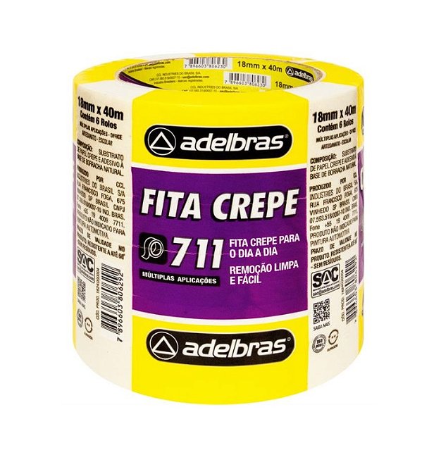 Fita Crepe 711 Crepe 18 mm x 40 m - Adelbras