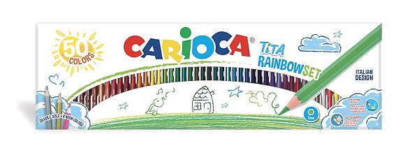 Lápis de Cor Hexagonal, Carioca Tita, Caixa com 50 cores  9727