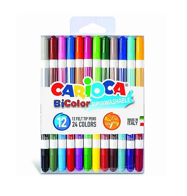 Canetinha hidrocor cx 12un carioca bicolor 9715