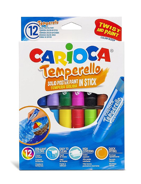 Tinta Guache em Stick, Carioca Temperello, Caixa com 12 cores 9736