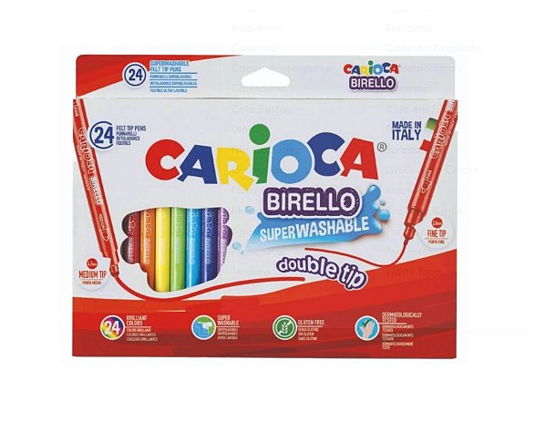 Canetinha Hidrográfica Ponta Dupla Birello Carioca - 24 cores 9714