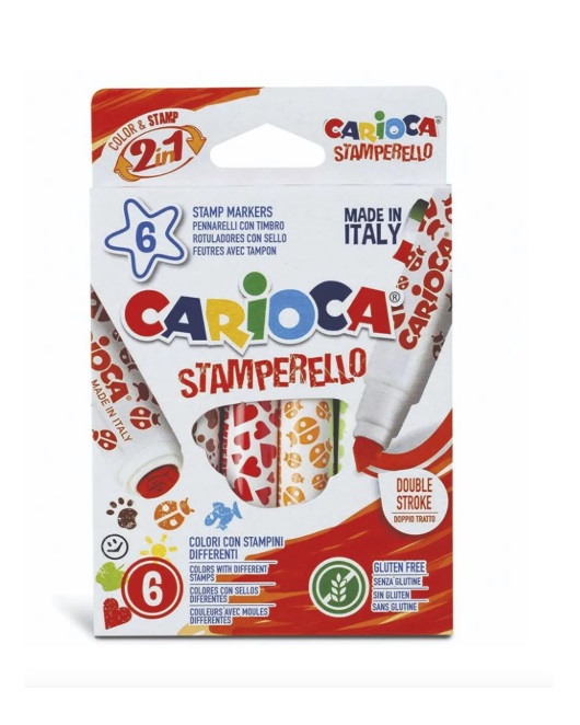 Caneta Hidrográfica Super Lavável Carimbo Stamperello Com 6 Unidades 9722 - Carioca