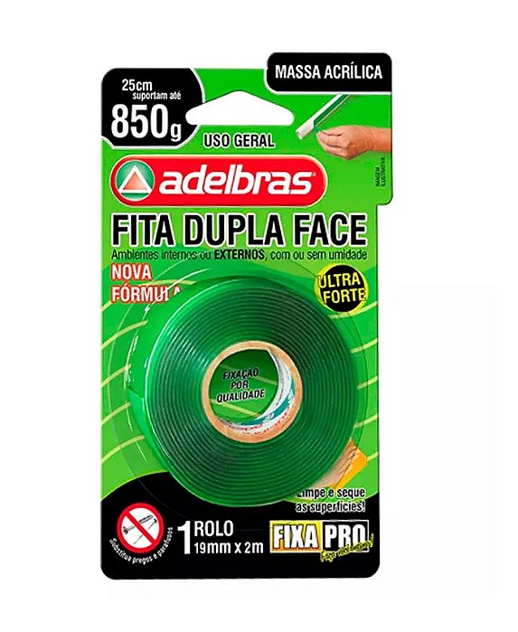 Fita Dupla Face Adelbras Massa Adesiva 19mmx2m 850G