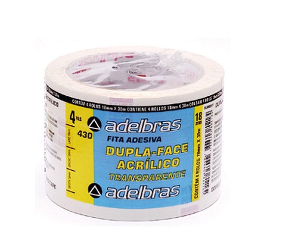 Fita dupla face Polipropileno 18mmx30mts. - Adelbras