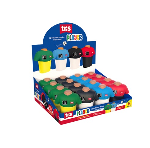 Apontador Duplo com Depósito + Borracha Player  - Tris 910257
