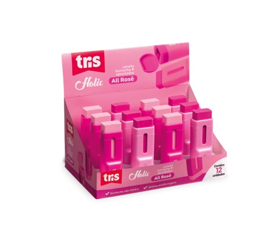 Caneta Borracha + Apontador com Depósito Holic All Rosé - TRIS 910547