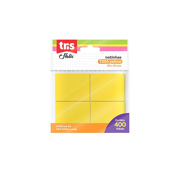 Notas Autoadesivas Holic Pop T003 – Amarelo 100 Folhas – Tris