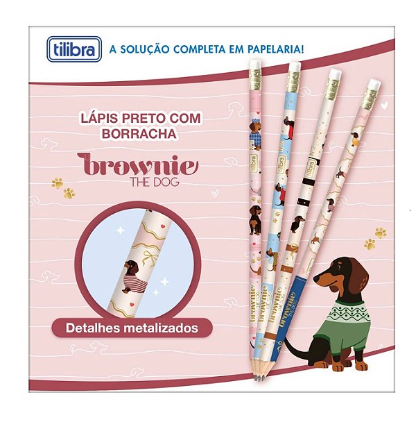 Lápis Preto Redondo com Borracha N.2 Brownie The Dog - TILIBRA 402915