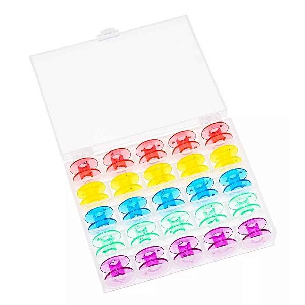 Kit Bobina Alta em Acrílico colorida - 25 Bobinas com estojo