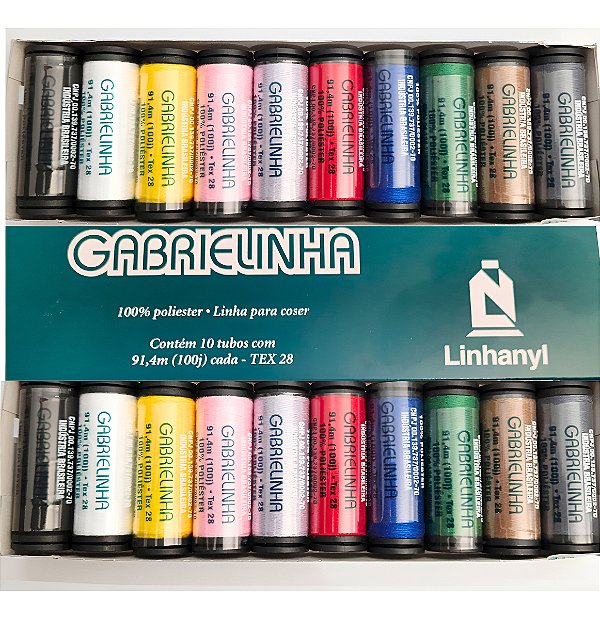 Linha de Costura Gabrielinha Sortidos, Branco/ Preto Kit c/ 10