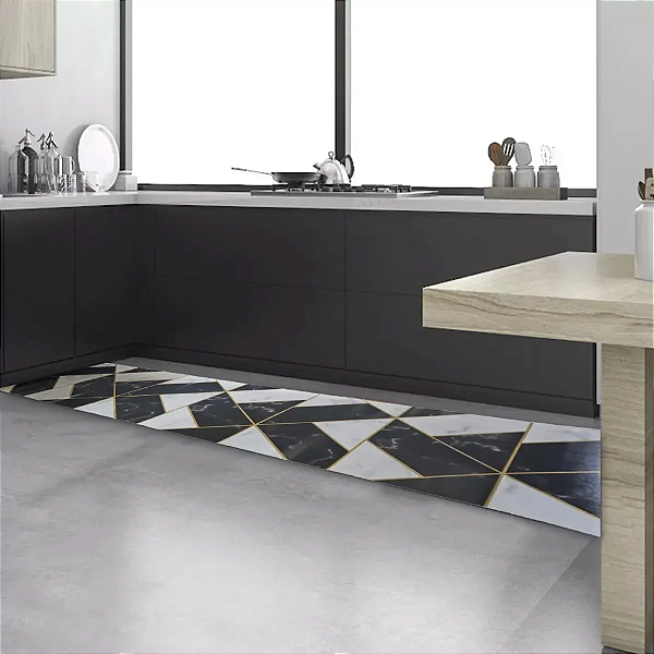 Passadeira em Manta Vinilico Similar Laminado 50cm de largura, Marmore Black - Varios Tamanhos