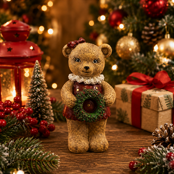 Enfeite Urso Natal Cromus 12cm Para Decoração