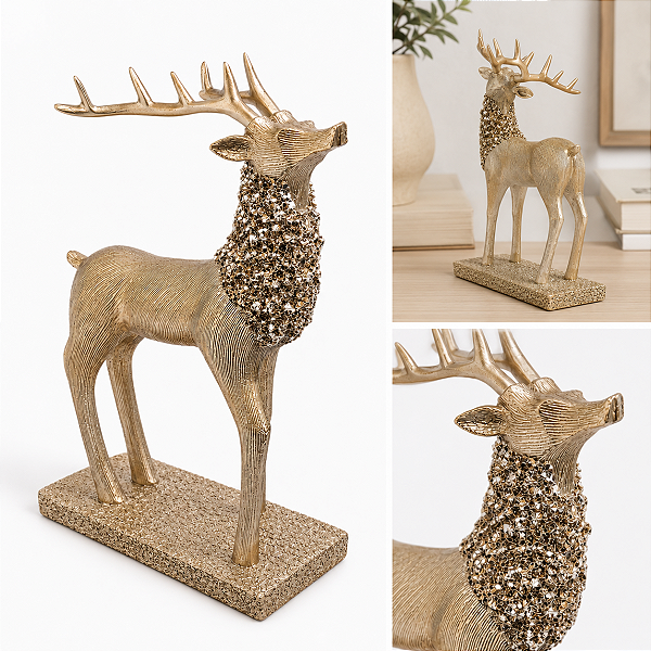 Decoração Natalina Rena Champanhe 29cm