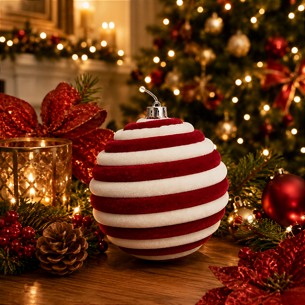 Bola De Natal Decorada Candy 15cm