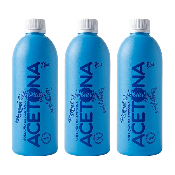 Removedores de Esmalte 500ml | Kit 3 Unid | Monaly | À Base de Acetona | Limpeza Rápida e Eficiente