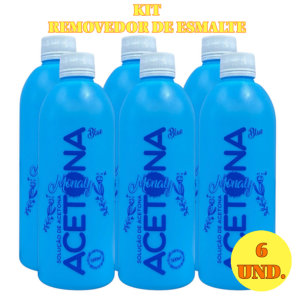 KIT 6 Removedores De Esmalte A Base De Acetona Monaly 500ml