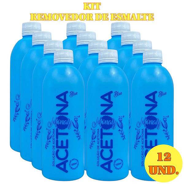KIT 12 Removedores De Esmalte A Base De Acetona Monaly 500ml